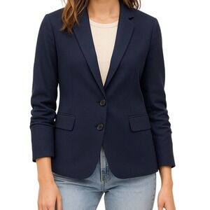 Banana Republic Blazer Jacket Petite‎ 10P Stretch Wool Blend Career Navy